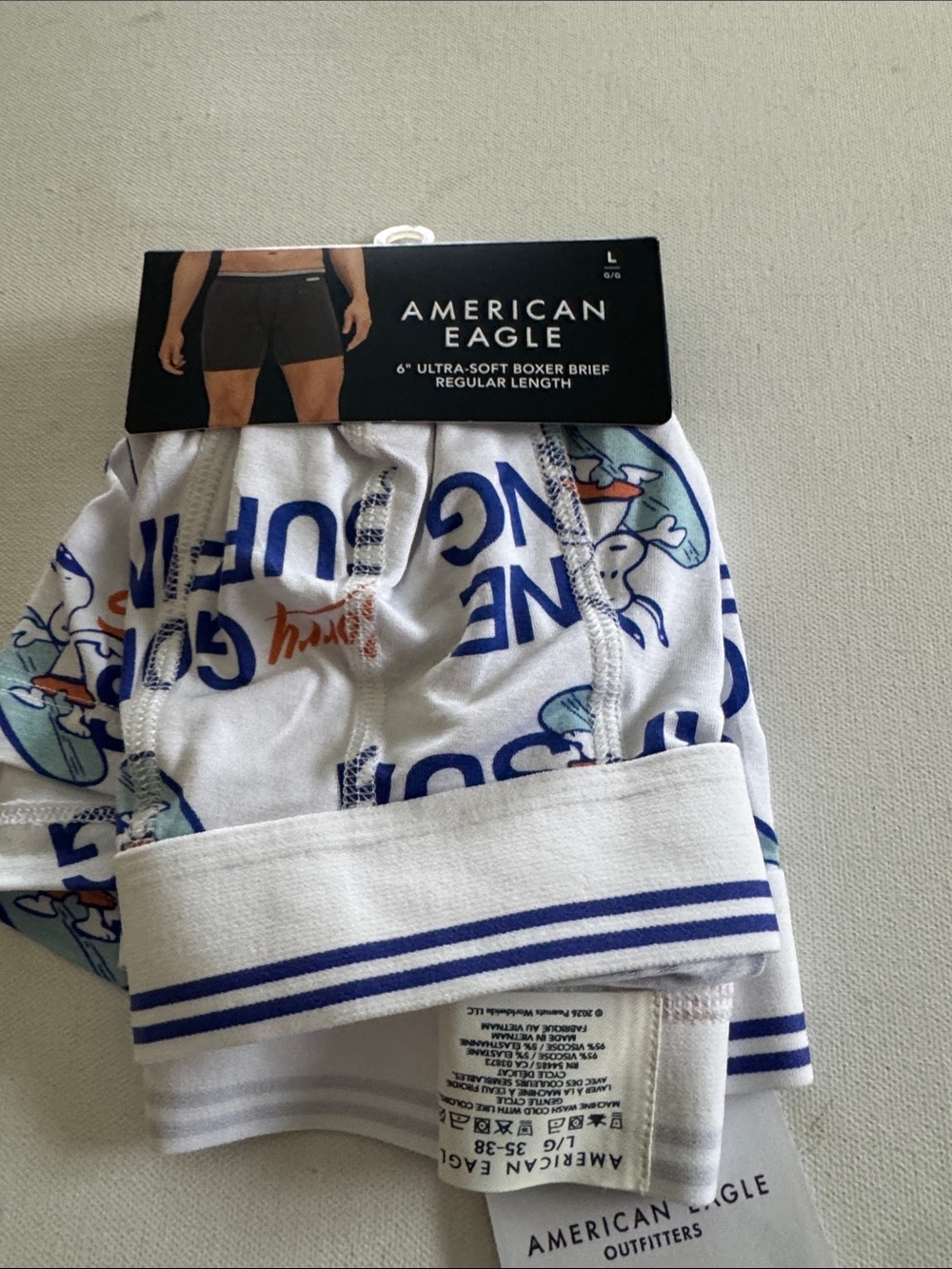 Snoopy Boxer Briefs Mens Large American Eagle Surfing
